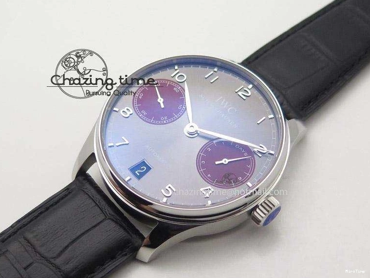 MIROTIME 0120 Portuguese Real PR IW500126 ZF 1:1 Best Edition Grey Red Dial On Black Leather Strap A52010 V Resilient 7333